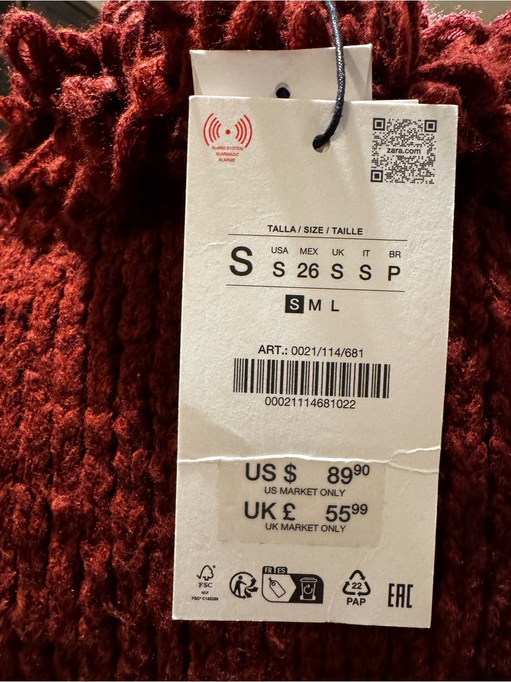 Zara Rust Ruffle-Trim Teddy Jacket - Picture 3 of 4